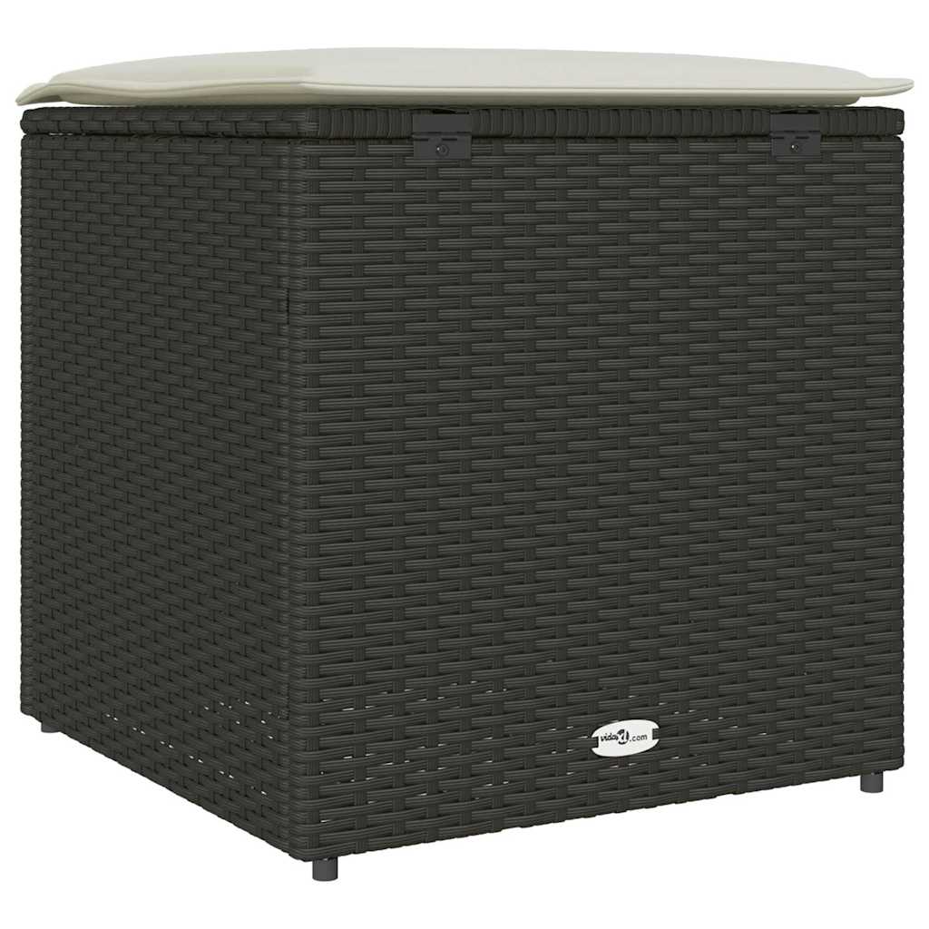 Kussenbox met opslag Zwart 50 x 50 x 50 cm poly rattan is nu te koop bij PeponiXL, paradijselijk wonen!