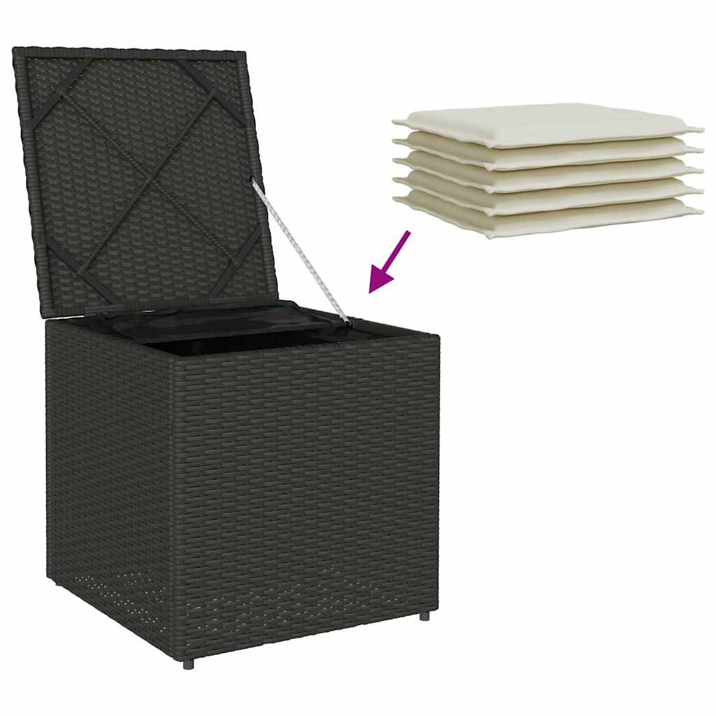 Kussenbox met opslag Zwart 50 x 50 x 50 cm poly rattan is nu te koop bij PeponiXL, paradijselijk wonen!
