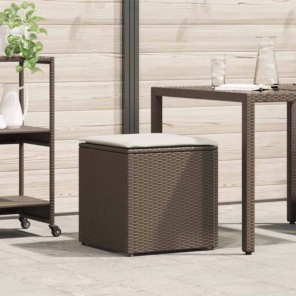 Kussenbox met opslag Bruin 50 x 50 x 50 cm poly rattan is nu te koop bij PeponiXL, paradijselijk wonen!