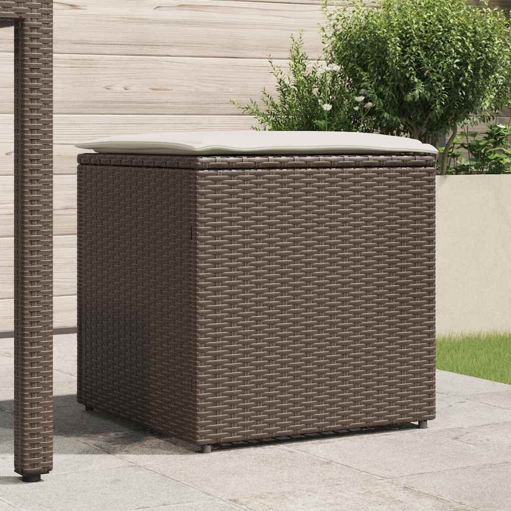 Kussenbox met opslag Bruin 50 x 50 x 50 cm poly rattan is nu te koop bij PeponiXL, paradijselijk wonen!