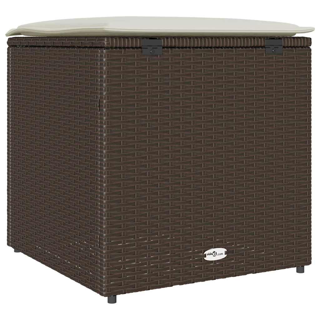 Kussenbox met opslag Bruin 50 x 50 x 50 cm poly rattan is nu te koop bij PeponiXL, paradijselijk wonen!