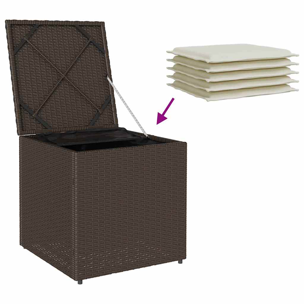 Kussenbox met opslag Bruin 50 x 50 x 50 cm poly rattan is nu te koop bij PeponiXL, paradijselijk wonen!