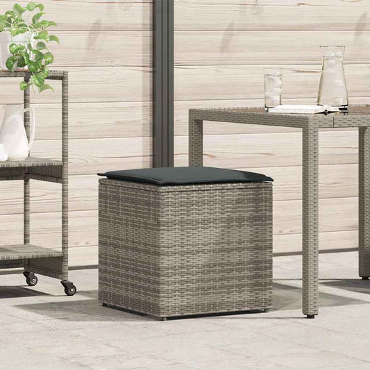 Kussenbox met opslag Grijs 50 x 50 x 50 cm poly rattan is nu te koop bij PeponiXL, paradijselijk wonen!