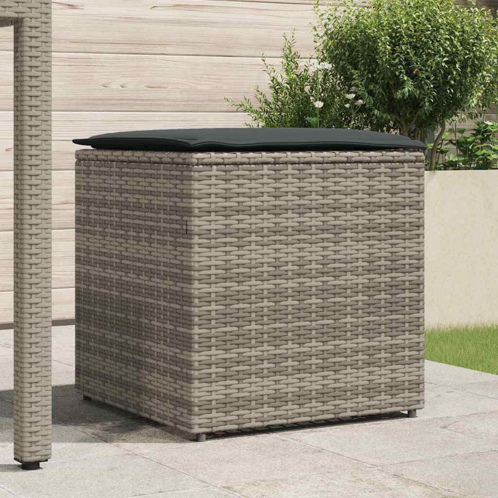Kussenbox met opslag Grijs 50 x 50 x 50 cm poly rattan is nu te koop bij PeponiXL, paradijselijk wonen!