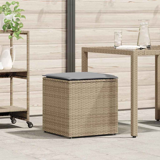 Kussenbox met opslag Beige 50 x 50 x 50 cm poly rattan is nu te koop bij PeponiXL, paradijselijk wonen!