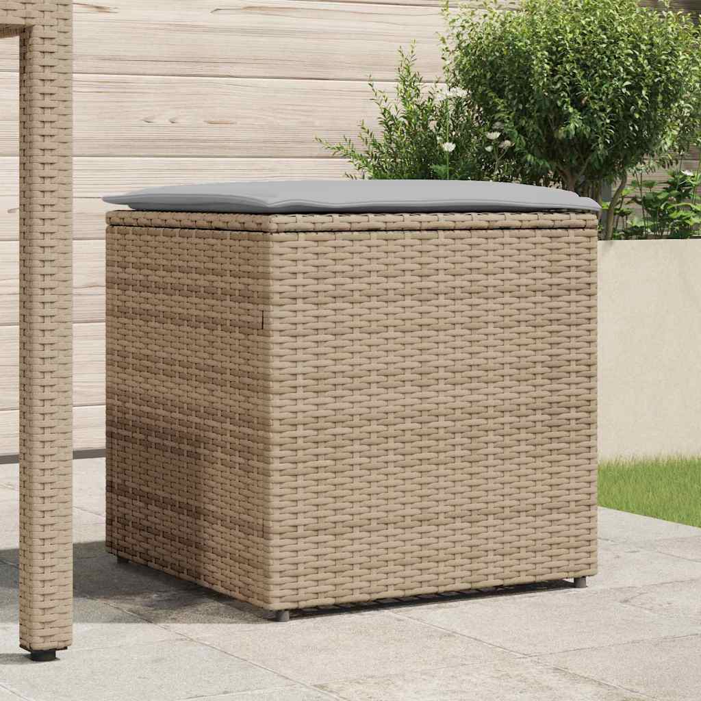 Kussenbox met opslag Beige 50 x 50 x 50 cm poly rattan is nu te koop bij PeponiXL, paradijselijk wonen!