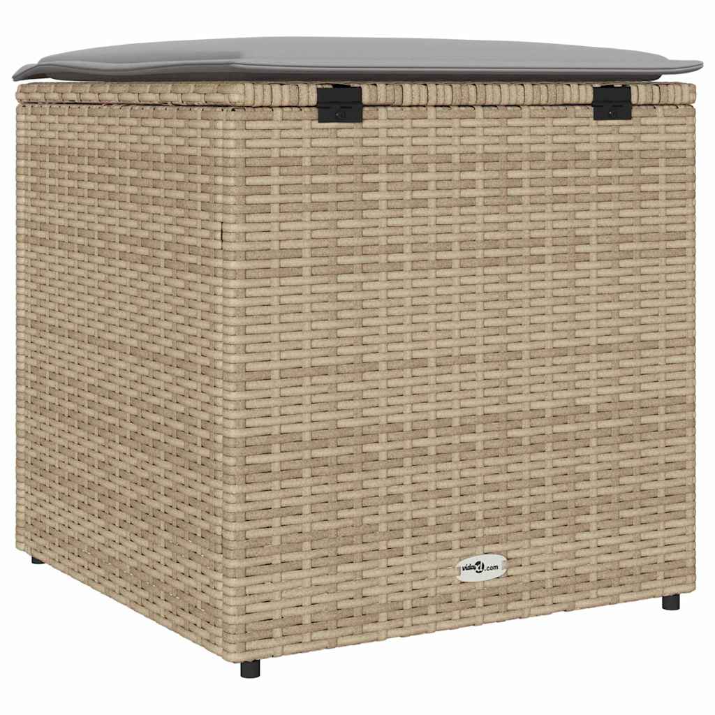 Kussenbox met opslag Beige 50 x 50 x 50 cm poly rattan is nu te koop bij PeponiXL, paradijselijk wonen!