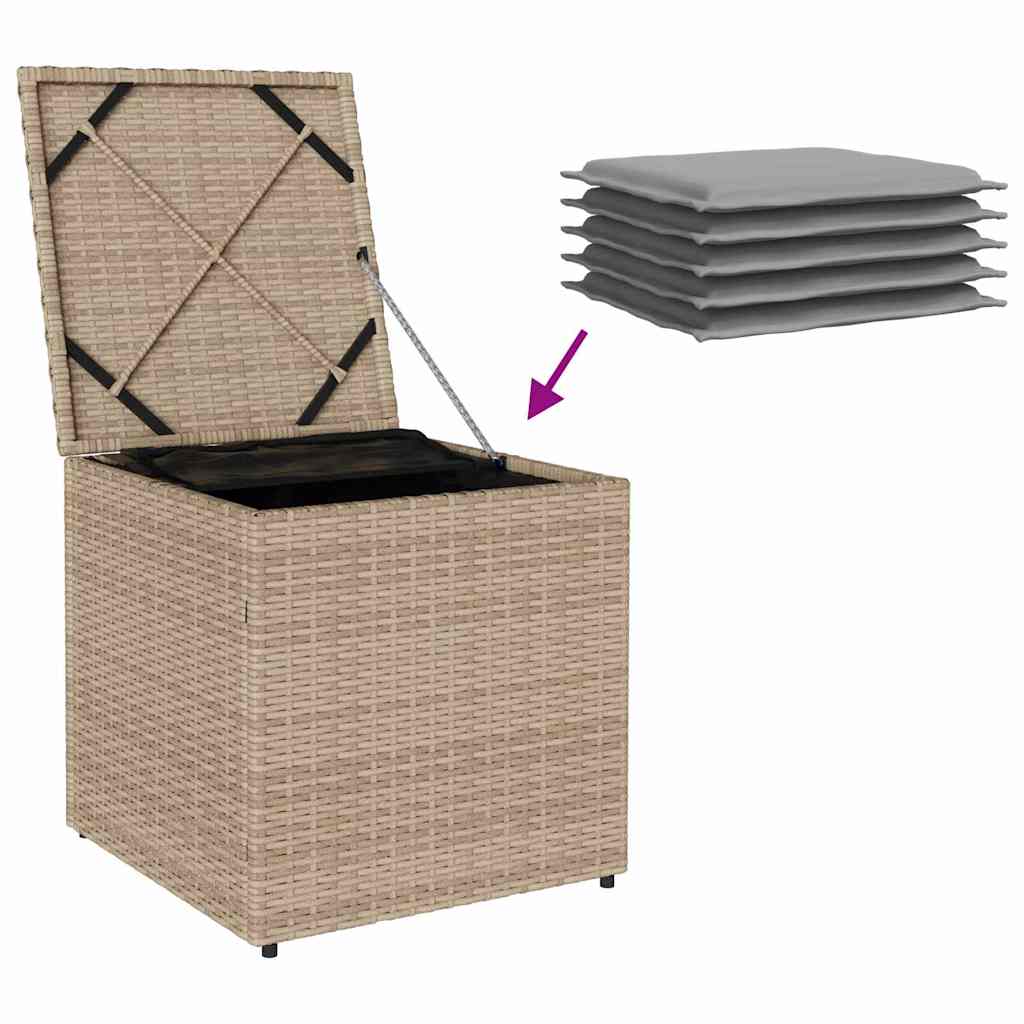 Kussenbox met opslag Beige 50 x 50 x 50 cm poly rattan is nu te koop bij PeponiXL, paradijselijk wonen!