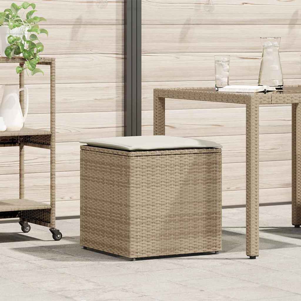 Kussenbox met opslag Beige 50 x 50 x 50 cm poly rattan is nu te koop bij PeponiXL, paradijselijk wonen!