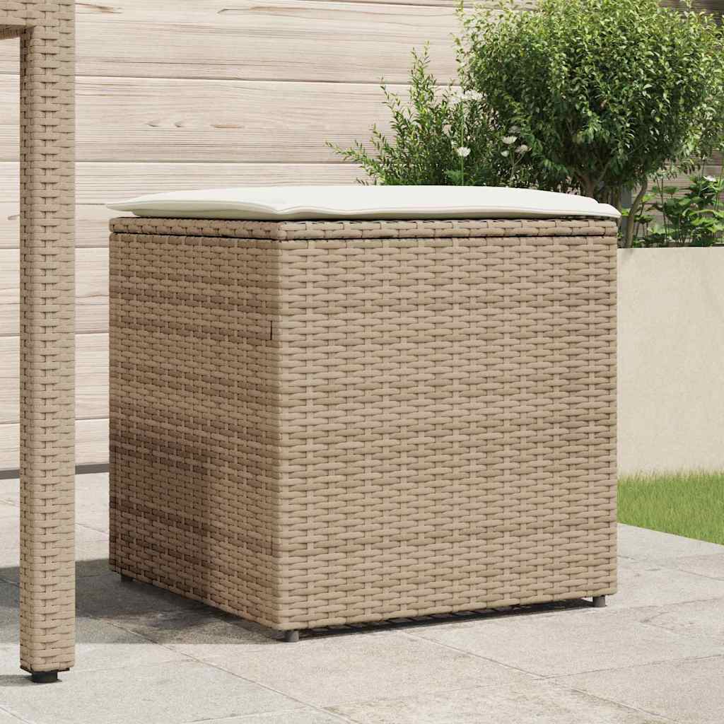 Kussenbox met opslag Beige 50 x 50 x 50 cm poly rattan is nu te koop bij PeponiXL, paradijselijk wonen!