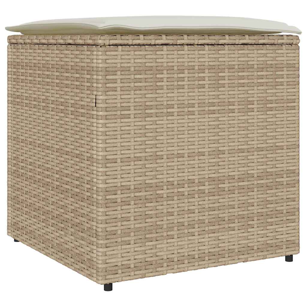 Kussenbox met opslag Beige 50 x 50 x 50 cm poly rattan is nu te koop bij PeponiXL, paradijselijk wonen!