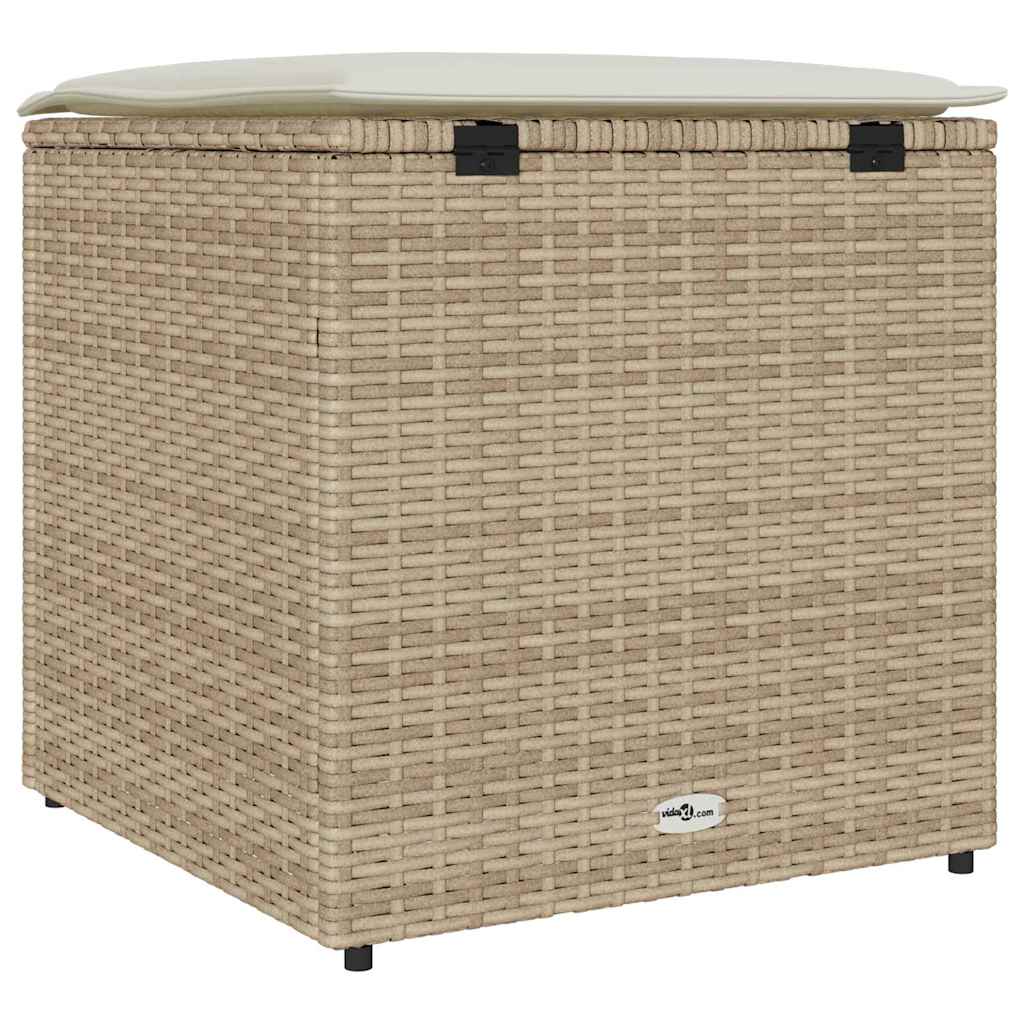 Kussenbox met opslag Beige 50 x 50 x 50 cm poly rattan is nu te koop bij PeponiXL, paradijselijk wonen!