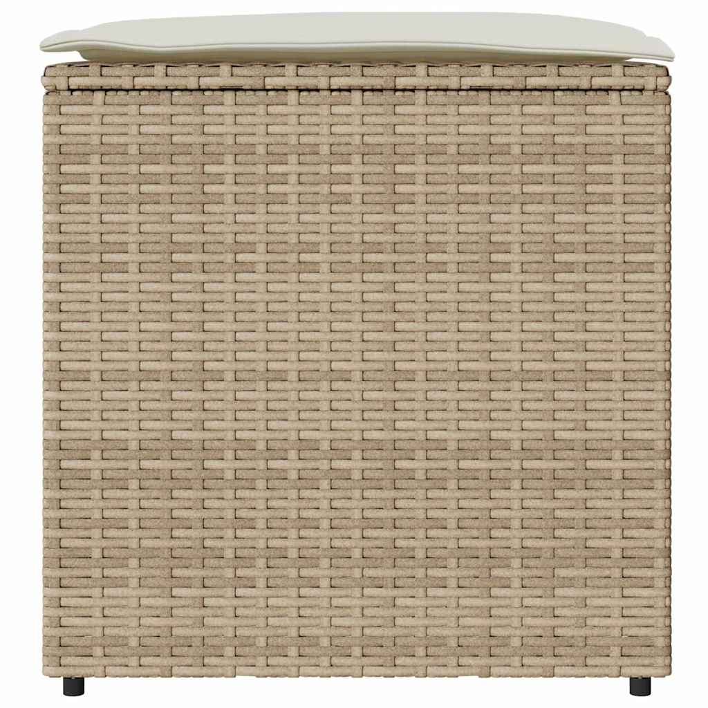 Kussenbox met opslag Beige 50 x 50 x 50 cm poly rattan is nu te koop bij PeponiXL, paradijselijk wonen!