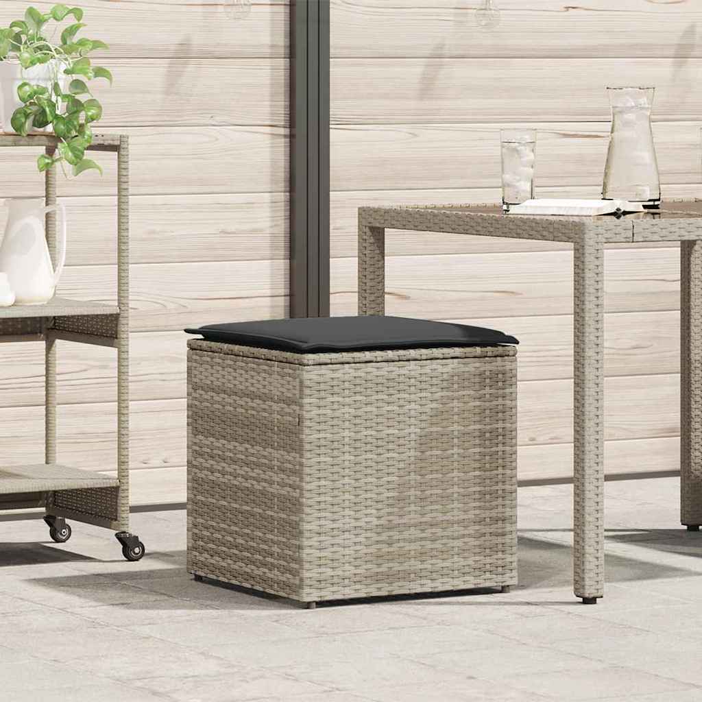 Kussenbox met opslag Lichtgrijs 50 x 50 x 50 cm poly rattan is nu te koop bij PeponiXL, paradijselijk wonen!