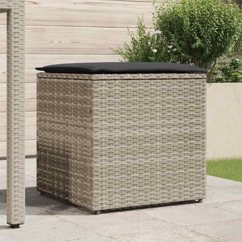 Kussenbox met opslag Lichtgrijs 50 x 50 x 50 cm poly rattan is nu te koop bij PeponiXL, paradijselijk wonen!