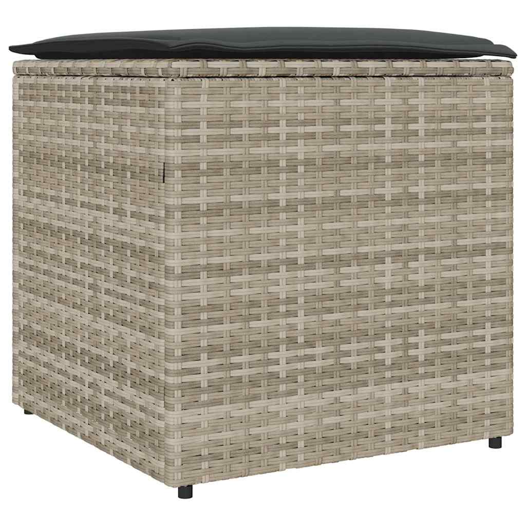 Kussenbox met opslag Lichtgrijs 50 x 50 x 50 cm poly rattan is nu te koop bij PeponiXL, paradijselijk wonen!