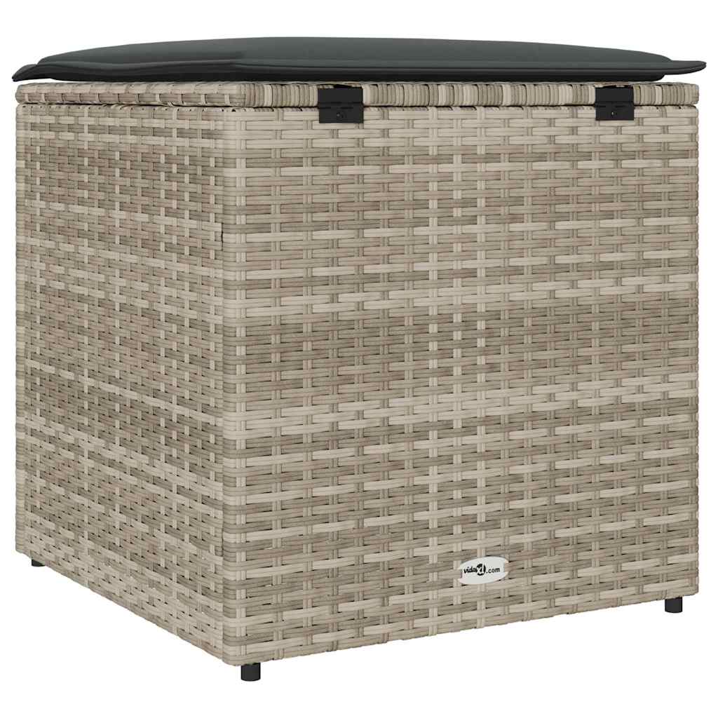 Kussenbox met opslag Lichtgrijs 50 x 50 x 50 cm poly rattan is nu te koop bij PeponiXL, paradijselijk wonen!