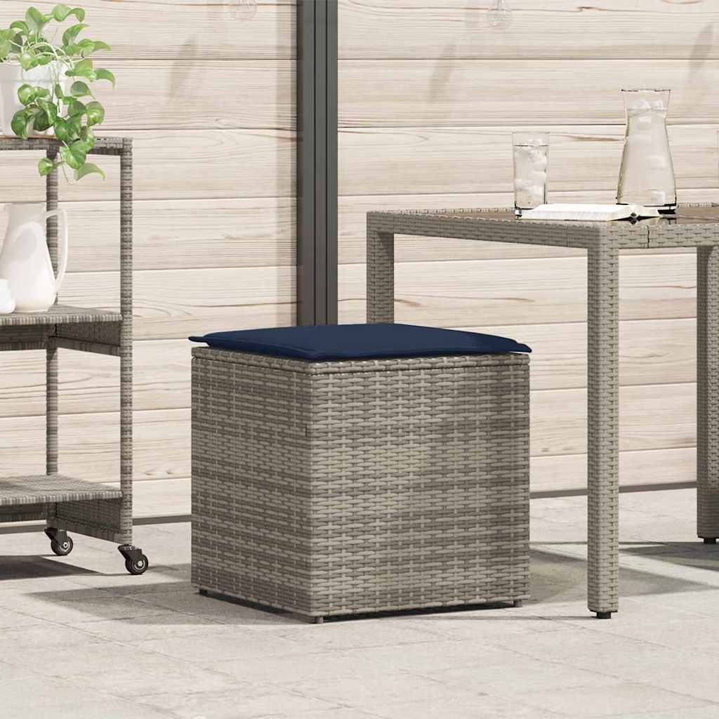 Kussenbox met opslag Grijs 50 x 50 x 50 cm poly rattan is nu te koop bij PeponiXL, paradijselijk wonen!