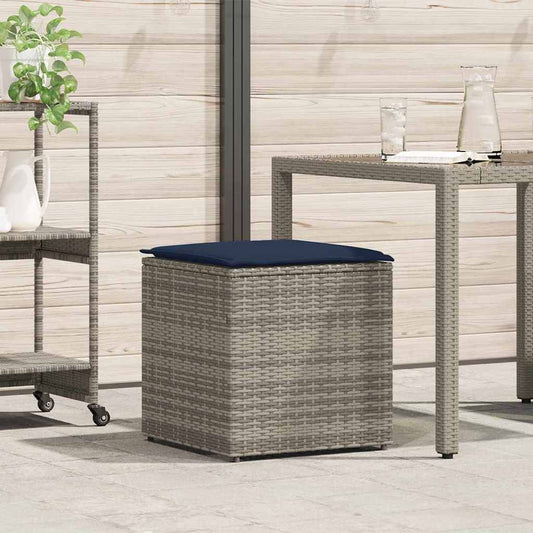 Kussenbox met opslag Grijs 50 x 50 x 50 cm poly rattan is nu te koop bij PeponiXL, paradijselijk wonen!