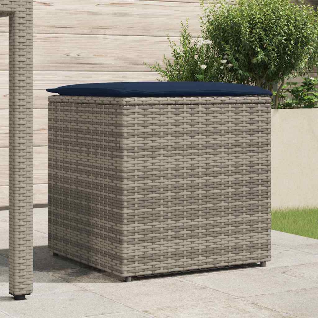 Kussenbox met opslag Grijs 50 x 50 x 50 cm poly rattan is nu te koop bij PeponiXL, paradijselijk wonen!