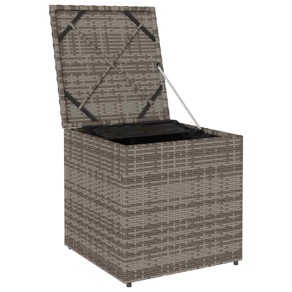 Kussenbox met opslag Grijs 50 x 50 x 50 cm poly rattan is nu te koop bij PeponiXL, paradijselijk wonen!