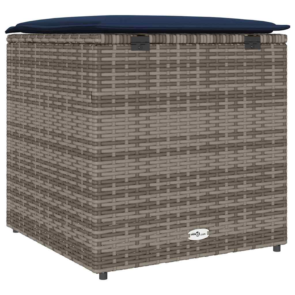 Kussenbox met opslag Grijs 50 x 50 x 50 cm poly rattan is nu te koop bij PeponiXL, paradijselijk wonen!