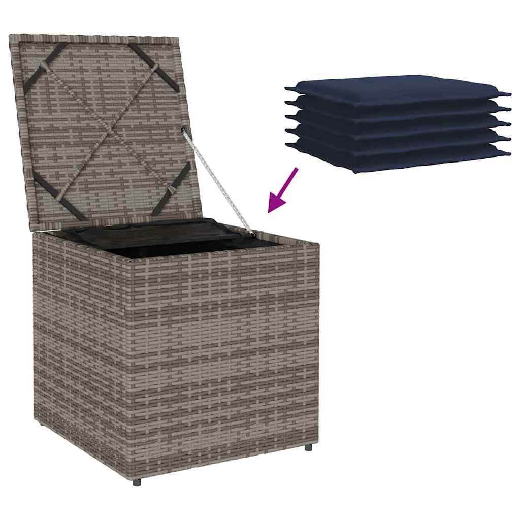Kussenbox met opslag Grijs 50 x 50 x 50 cm poly rattan is nu te koop bij PeponiXL, paradijselijk wonen!