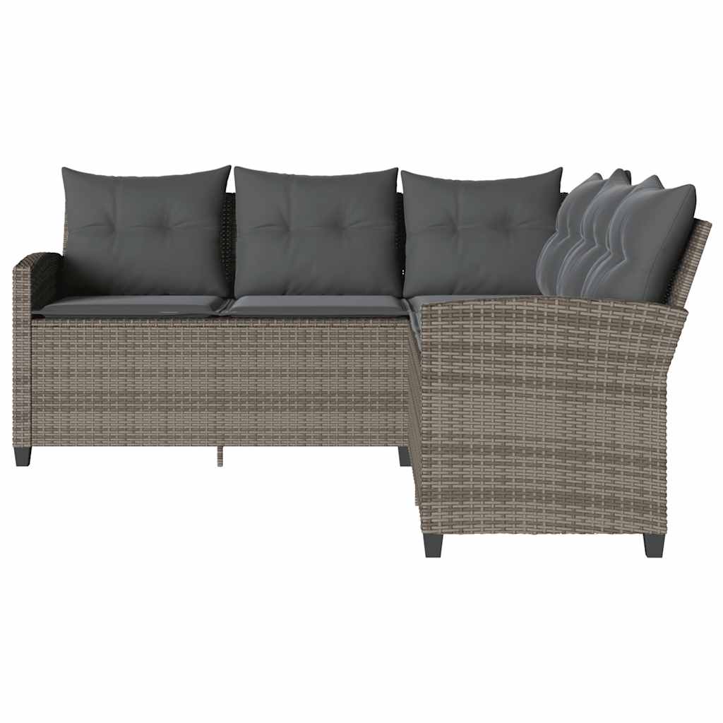 Loungebank met kussens L-vormig poly rattan grijs is nu te koop bij PeponiXL, paradijselijk wonen!