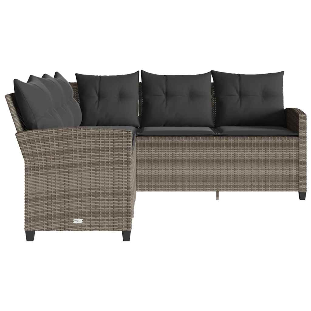 Loungebank met kussens L-vormig poly rattan grijs is nu te koop bij PeponiXL, paradijselijk wonen!
