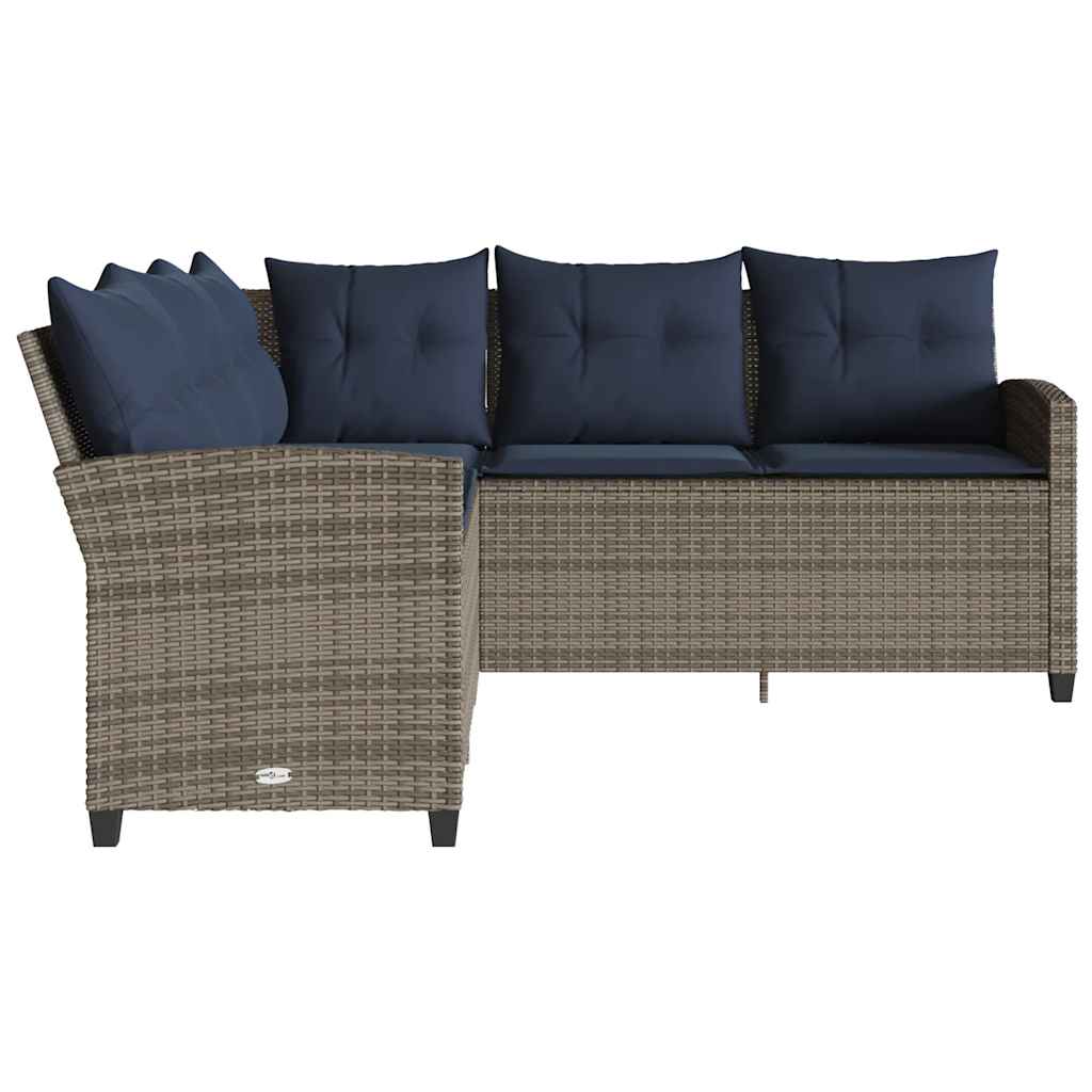 Loungebank met kussens L-vormig poly rattan grijs is nu te koop bij PeponiXL, paradijselijk wonen!