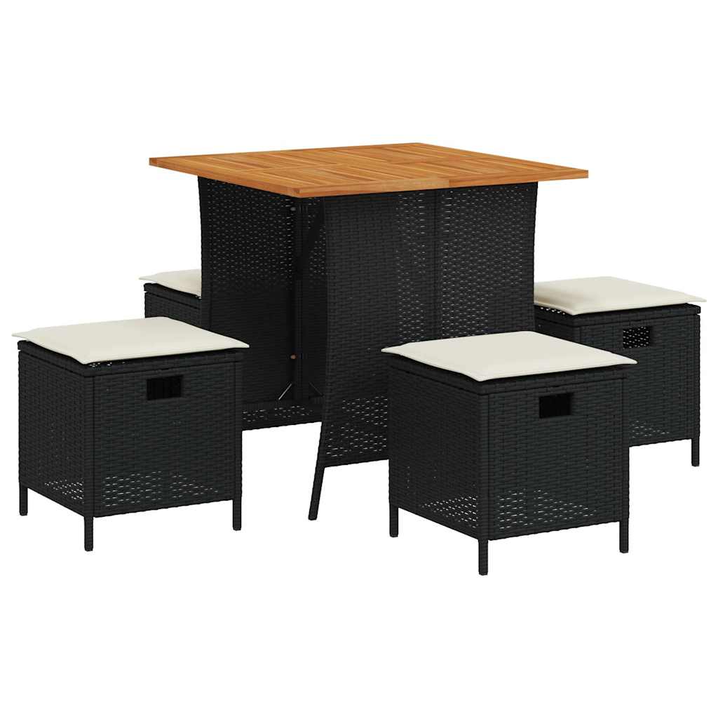 5-delige Tuinset met kussens poly rattan zwart is nu te koop bij PeponiXL, paradijselijk wonen!