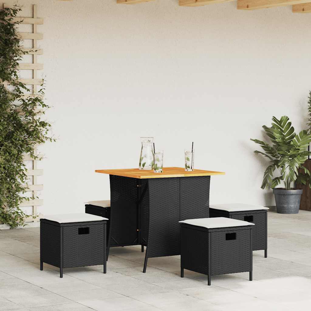5-delige Tuinset met kussens poly rattan zwart is nu te koop bij PeponiXL, paradijselijk wonen!