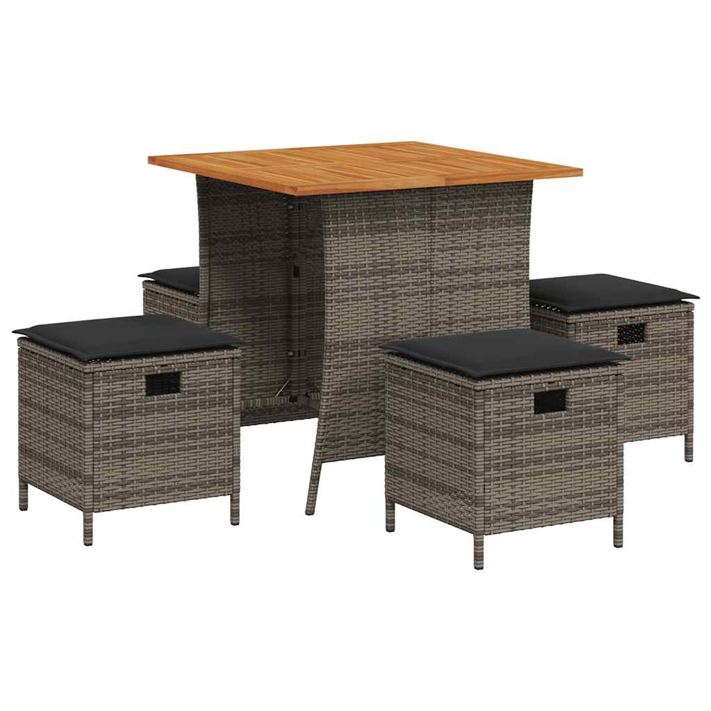 5-delige Tuinset met kussens poly rattan grijs is nu te koop bij PeponiXL, paradijselijk wonen!