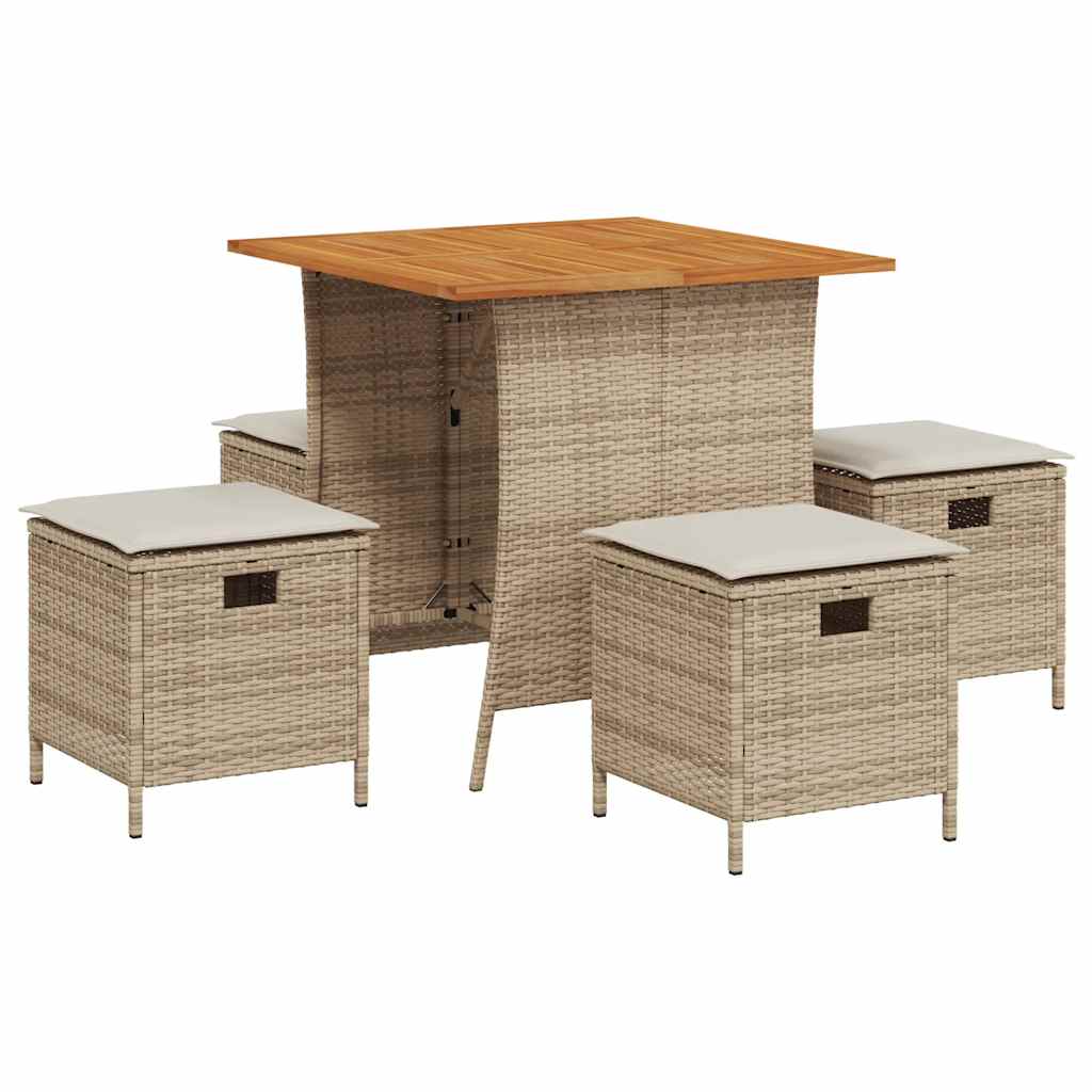 5-delige Tuinset met kussens poly rattan beige is nu te koop bij PeponiXL, paradijselijk wonen!