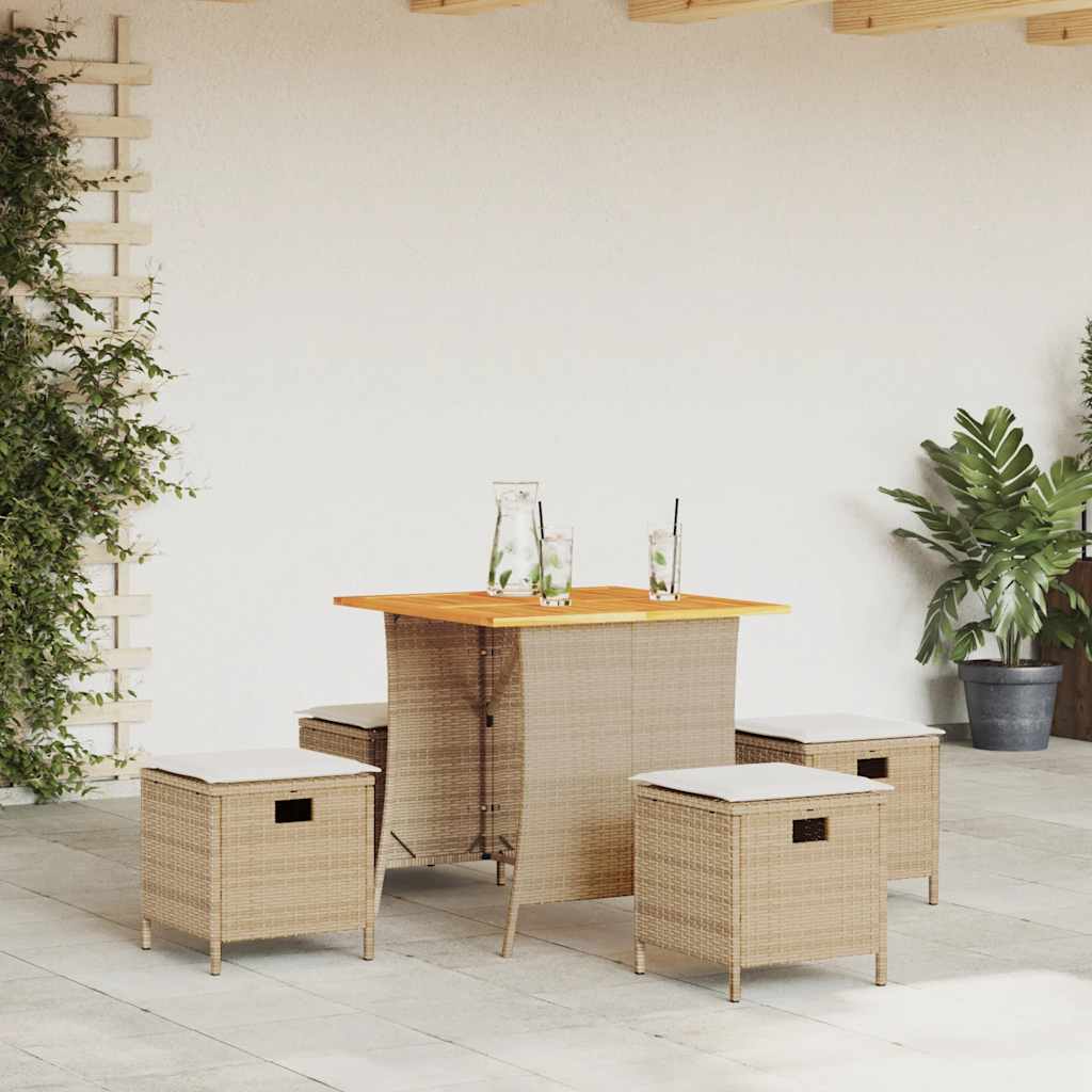 5-delige Tuinset met kussens poly rattan beige is nu te koop bij PeponiXL, paradijselijk wonen!