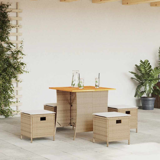 5-delige Tuinset met kussens poly rattan beige is nu te koop bij PeponiXL, paradijselijk wonen!
