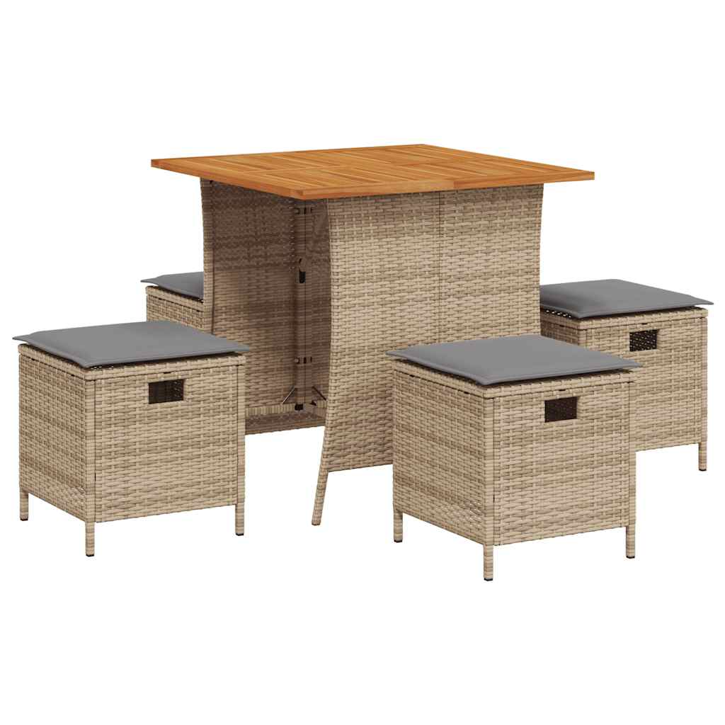 5-delige Tuinset met kussens poly rattan beige is nu te koop bij PeponiXL, paradijselijk wonen!