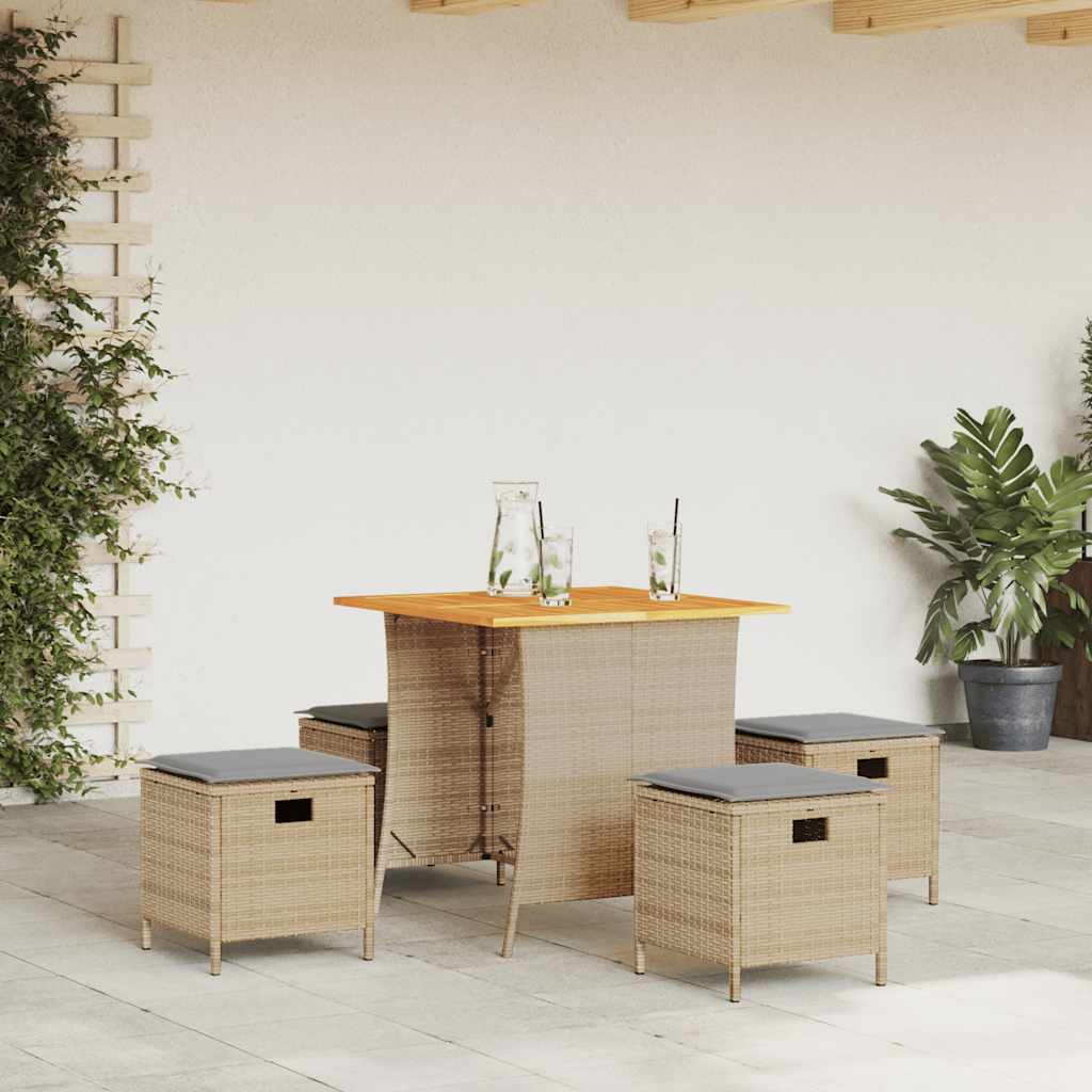 5-delige Tuinset met kussens poly rattan beige is nu te koop bij PeponiXL, paradijselijk wonen!