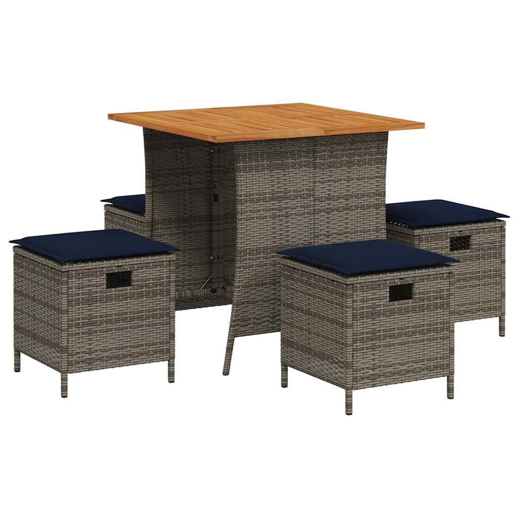 5-delige Tuinset met kussens poly rattan grijs is nu te koop bij PeponiXL, paradijselijk wonen!