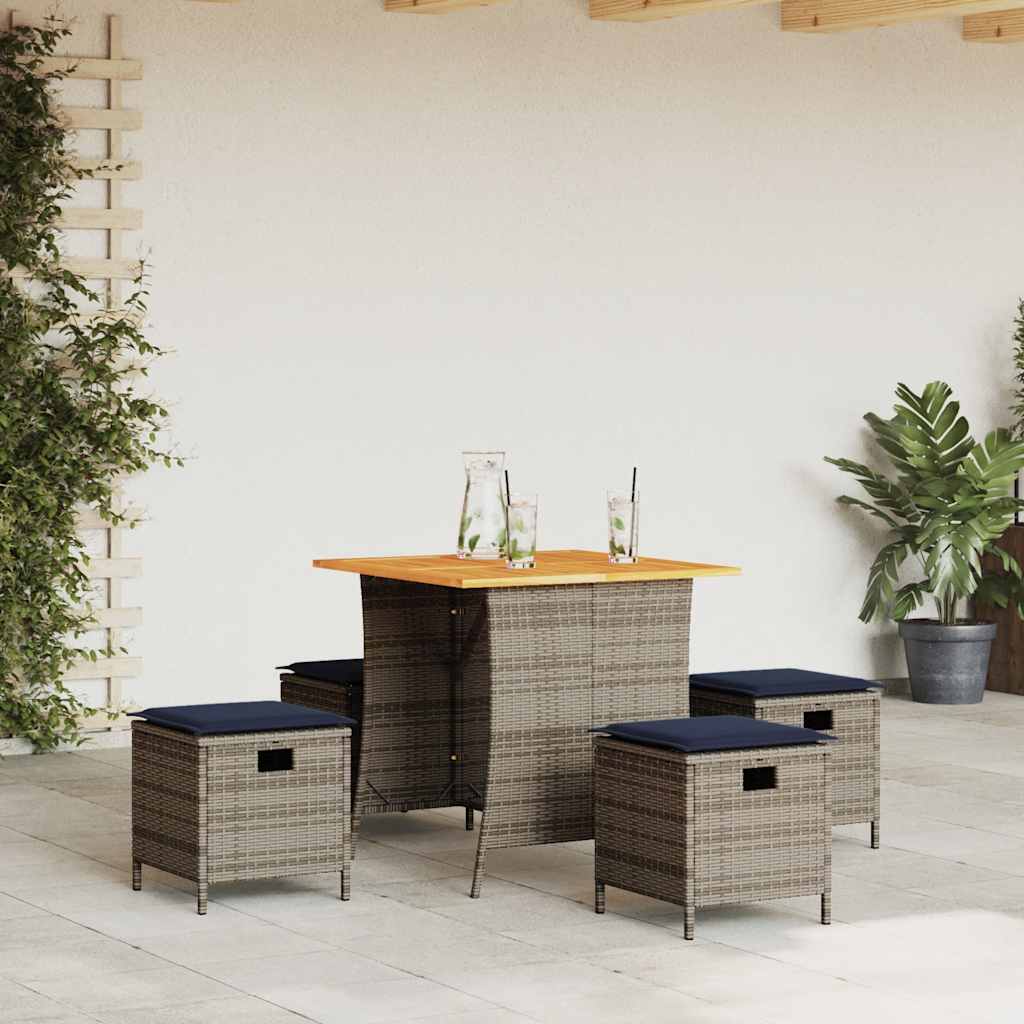 5-delige Tuinset met kussens poly rattan grijs is nu te koop bij PeponiXL, paradijselijk wonen!