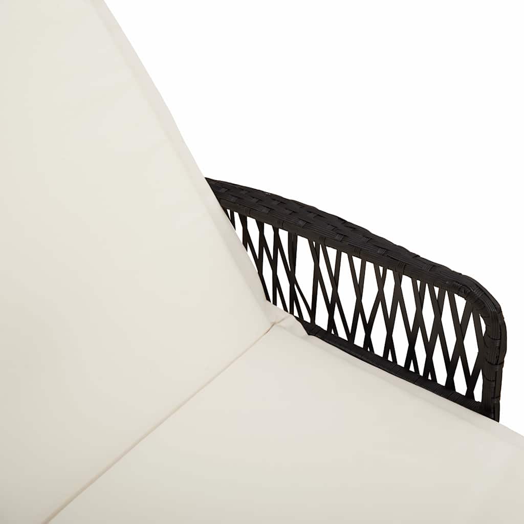 Ligstoel Zwart en Cream Wit 55 x 200 x 92 cm poly rattan is nu te koop bij PeponiXL, paradijselijk wonen!