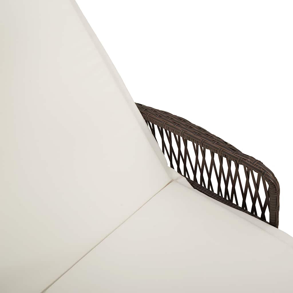 Ligstoel Bruin en Crème Wit 55 x 200 x 92 cm poly rattan is nu te koop bij PeponiXL, paradijselijk wonen!