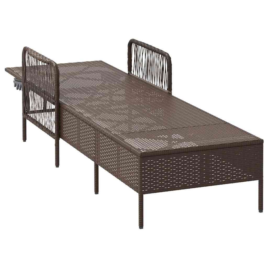 Ligstoel Bruin en Crème Wit 55 x 200 x 92 cm poly rattan is nu te koop bij PeponiXL, paradijselijk wonen!