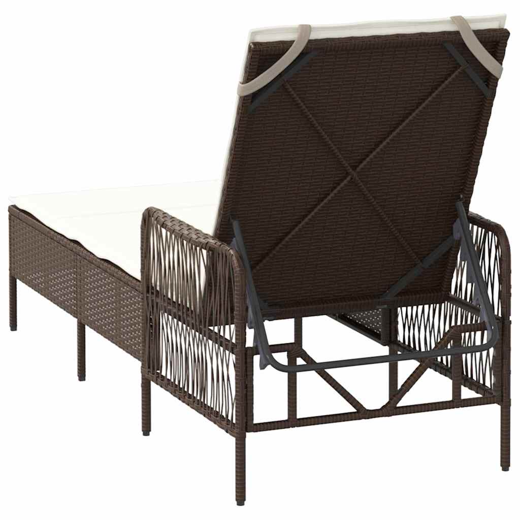 Ligstoel Bruin en Crème Wit 55 x 200 x 92 cm poly rattan is nu te koop bij PeponiXL, paradijselijk wonen!