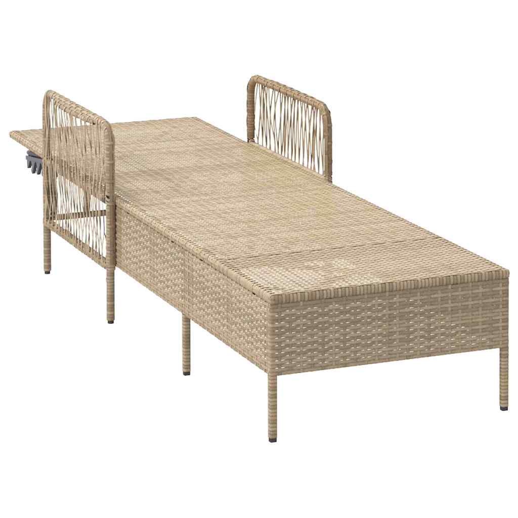 Ligstoel Beige en Licht Grijs 55 x 200 x 92 cm poly rattan is nu te koop bij PeponiXL, paradijselijk wonen!