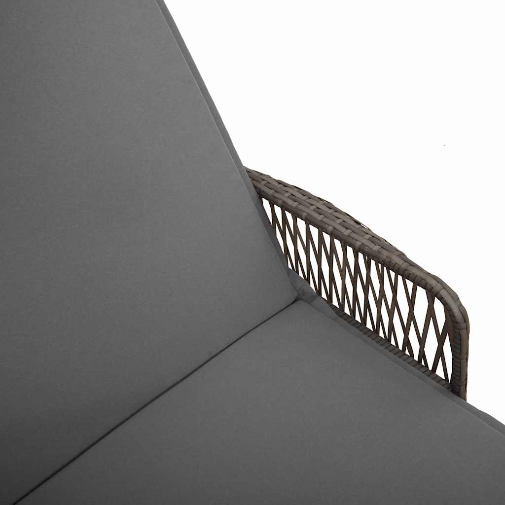 Ligstoel met kussen 3 pcs Grijs en Donkergrijs poly rattan is nu te koop bij PeponiXL, paradijselijk wonen!