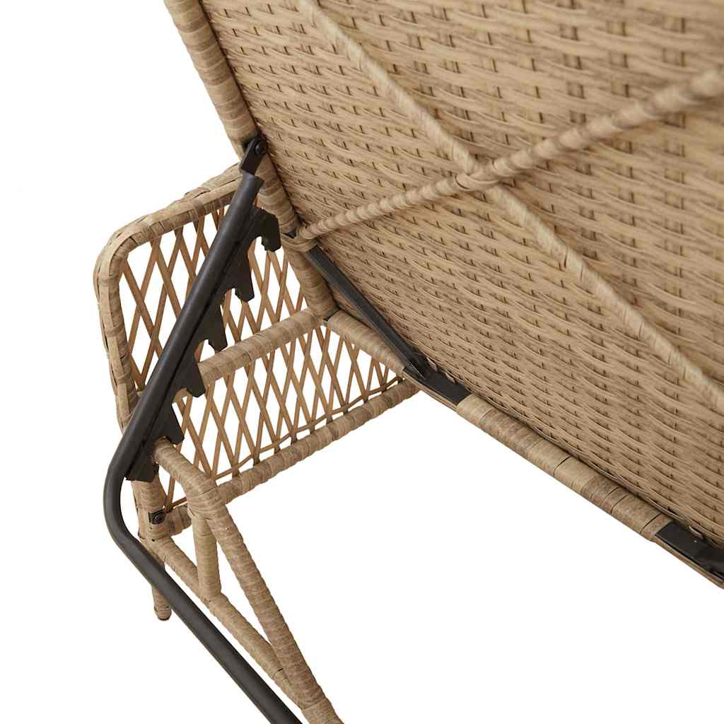 Ligstoel met kussen 3 pcs Beige en Licht Grijs poly rattan is nu te koop bij PeponiXL, paradijselijk wonen!