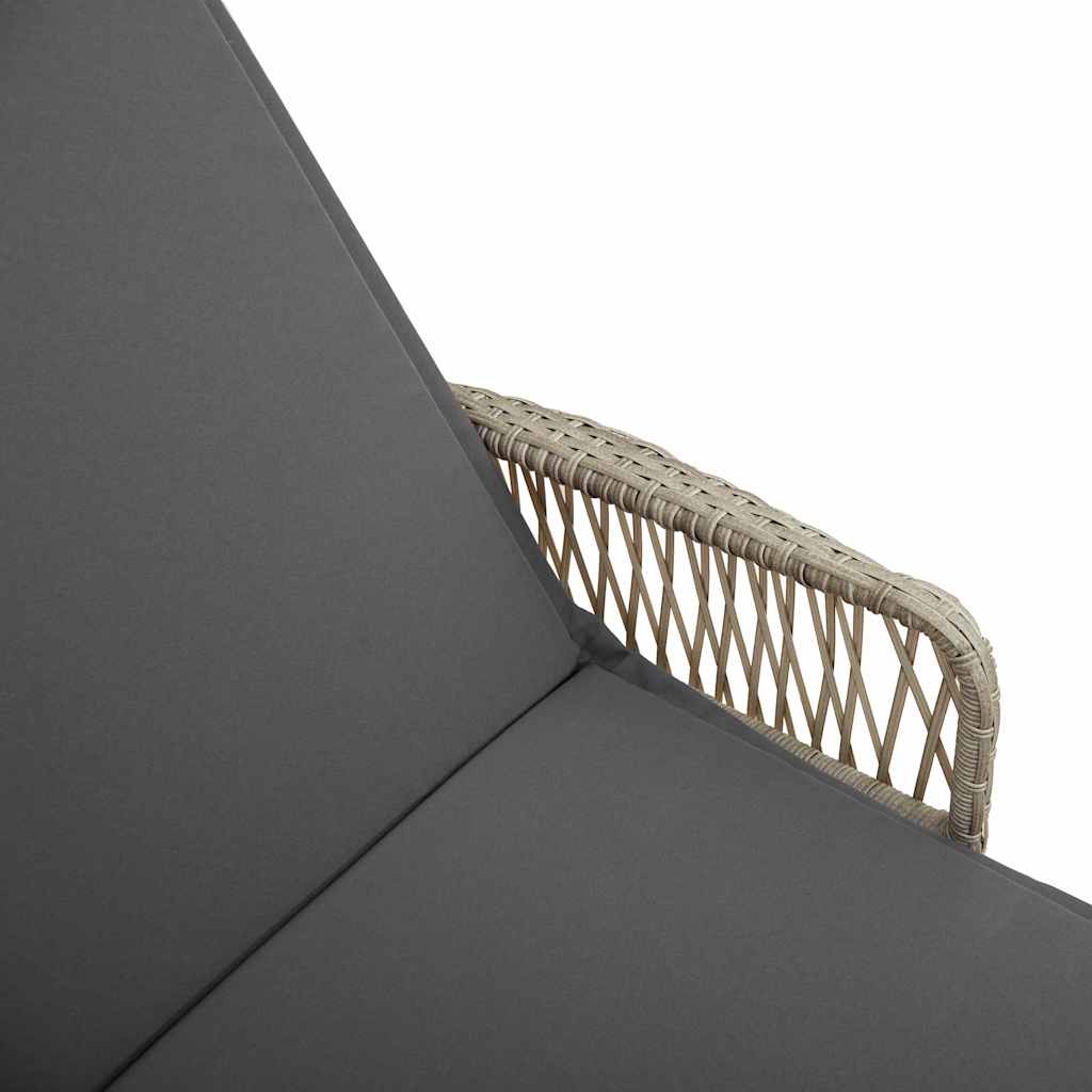 Ligstoel 3 pcs Licht Grijs en Donker Grijs poly rattan is nu te koop bij PeponiXL, paradijselijk wonen!