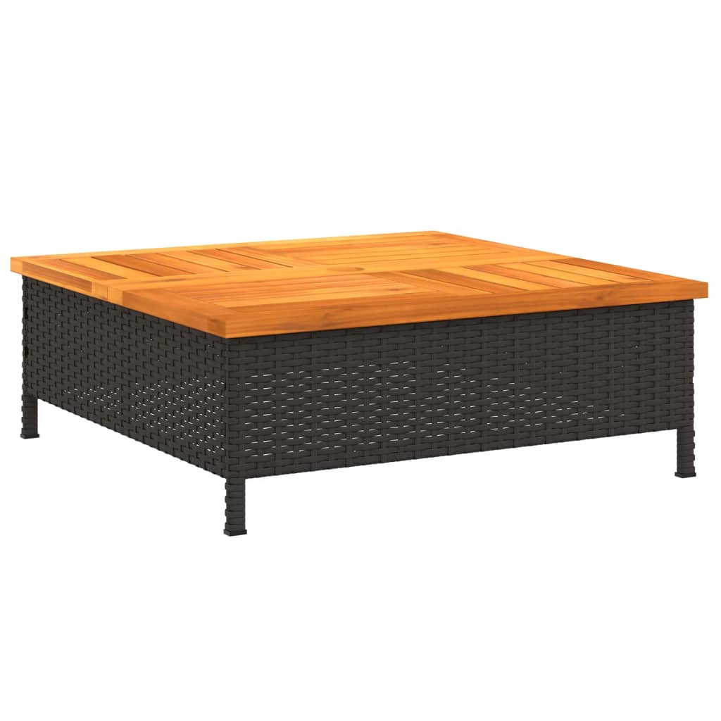 Parasolvoetbedekking 70x70x25 cm poly rattan acaciahout zwart is nu te koop bij PeponiXL, paradijselijk wonen!