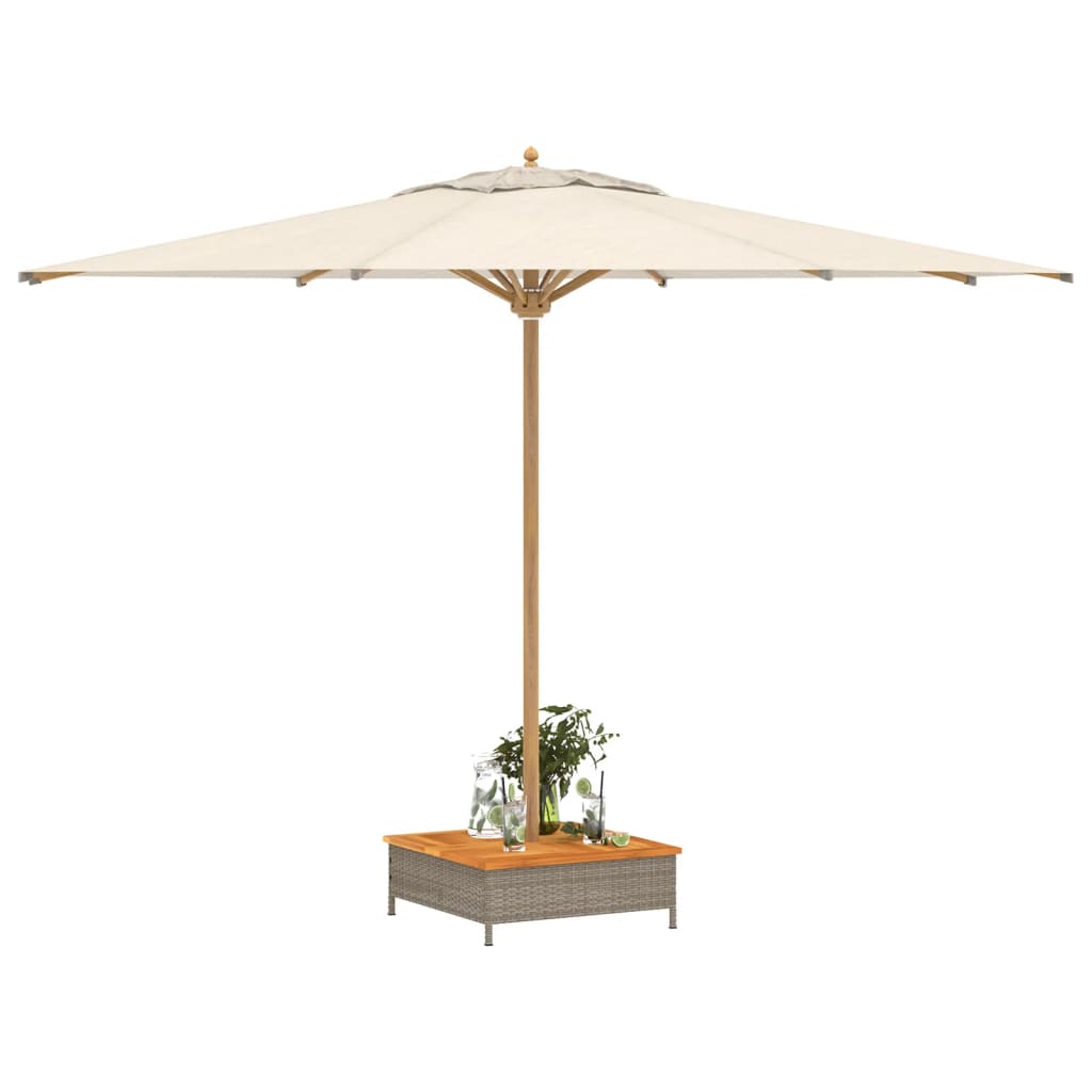 Parasolvoetbedekking 70x70x25 cm poly rattan acaciahout grijs is nu te koop bij PeponiXL, paradijselijk wonen!